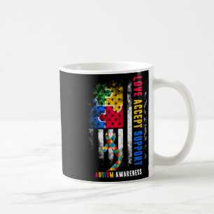 Love Accept Support Autism Awareness Month Ribbon Coffee Mug