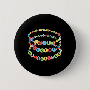 Love Accept Understand Autism Awareness Beaded Bra 2 Inch Round Button