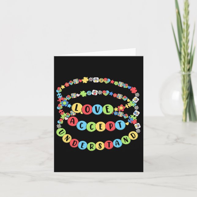 Love Accept Understand Autism Awareness Beaded Bra Card (Front)