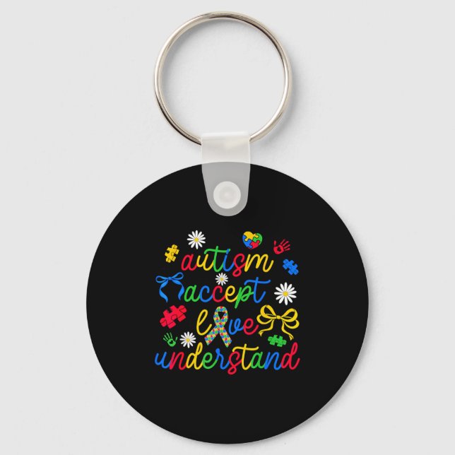 Love accept understand autism awareness coquette keychain (Front)