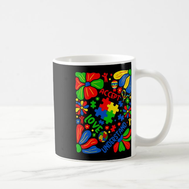 Love Accept Understand Autism Boho Flower  Coffee Mug (Right)