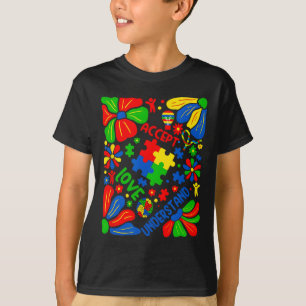 Love Accept Understand Autism Boho Flower  T-Shirt