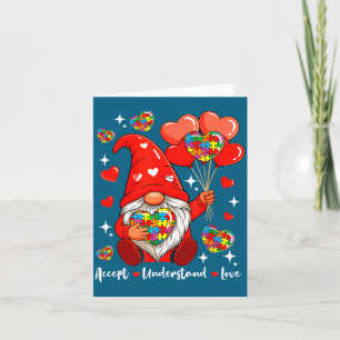 Love Accept Understand Valentine Hearts Gnome Card