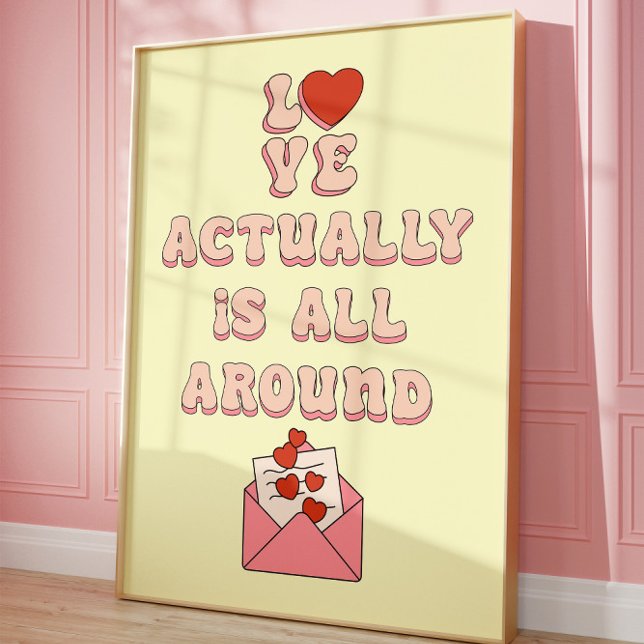Love Actually Is All Around Retro Quote Aesthetic  Poster (Creator Uploaded)