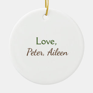 love add name simple minimal editable text rustic ceramic ornament