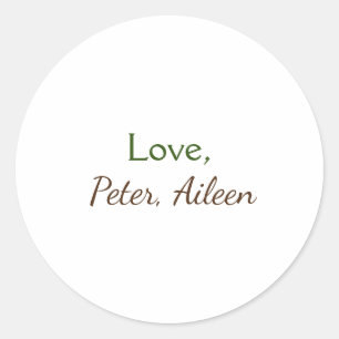 love add name simple minimal editable text rustic classic round sticker