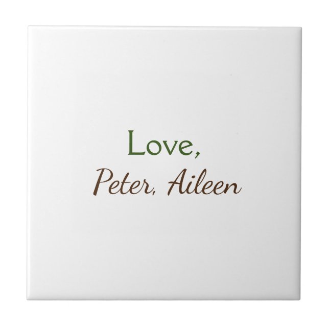 love add name simple minimal editable text rustic tile (Front)