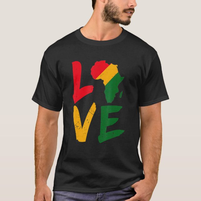 Love Africa Black History Month African American M T-Shirt (Front)