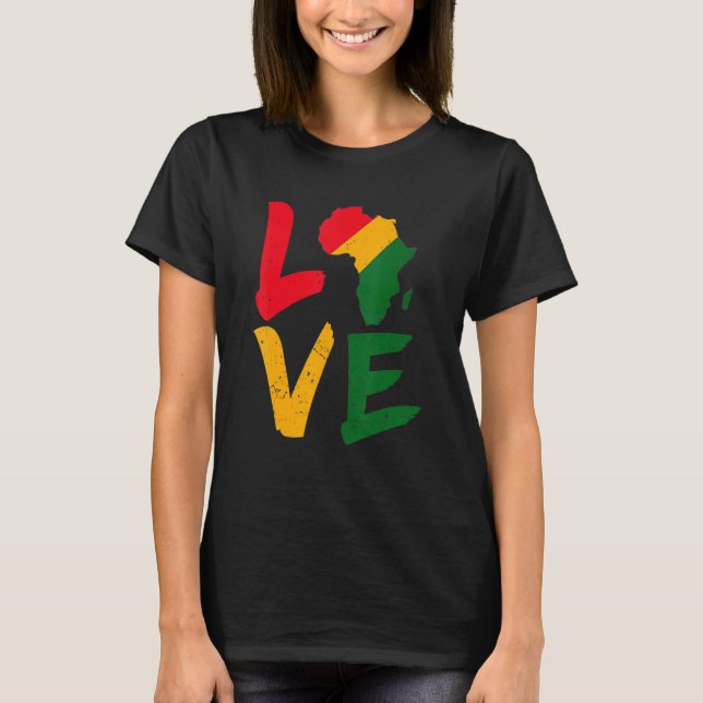 Love Africa Black History Month African American M T-Shirt (Front)