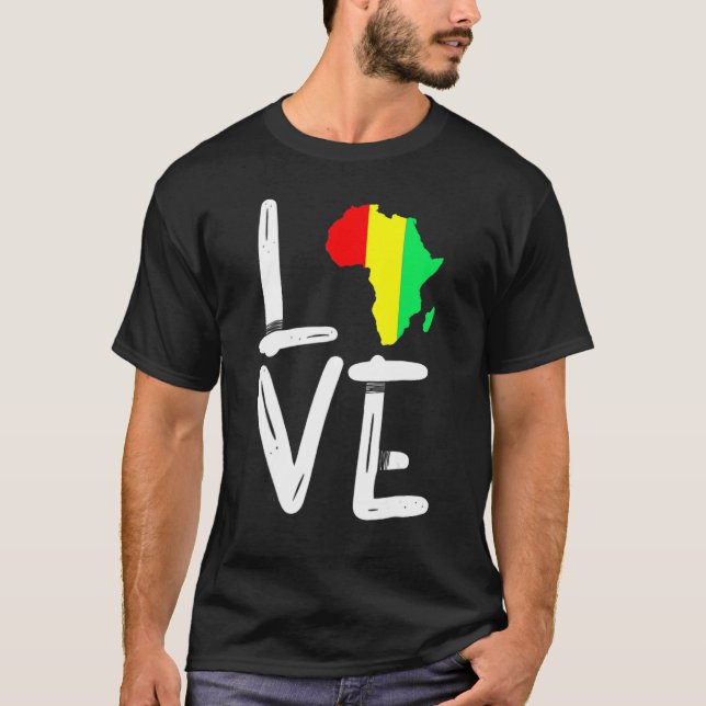 LOVE Africa Map Black History Month African Pride  T-Shirt (Front)