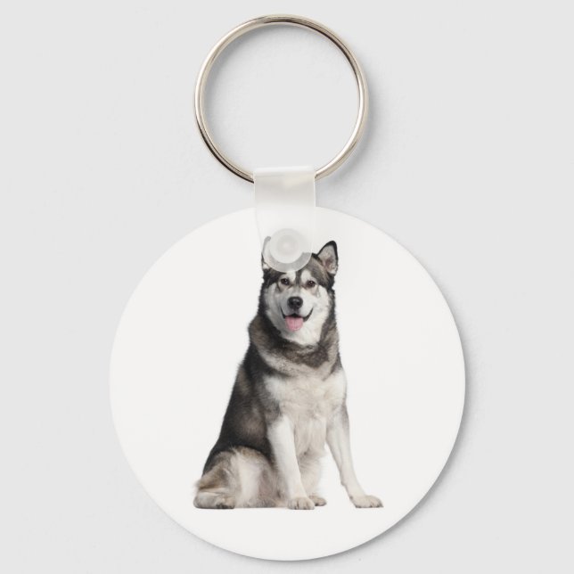 Love Alaskan Malamute Puppy Dog Keychain (Front)