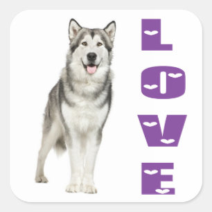 Love Alaskan Malamute Puppy Dog Sticker / Seal