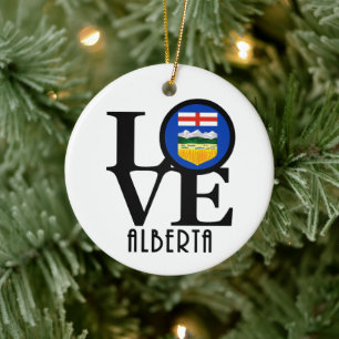 LOVE Alberta Canada Ceramic Ornament