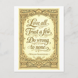 "Love All, Trust a Few" Shakespeare Postcard