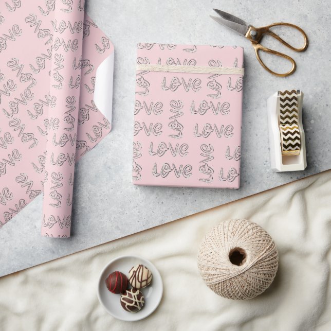 Love Almond Blossoms On Pink Blush Wrapping Paper (Crafts)