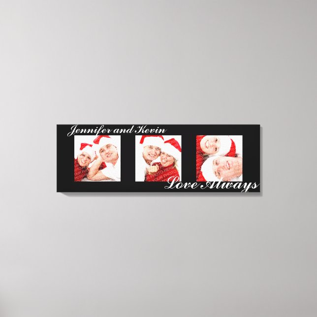 Love Always custom triptych photo art black canvas (Front)