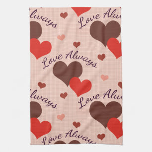 Love Always Hearts Valentine Pattern Kitchen Towel