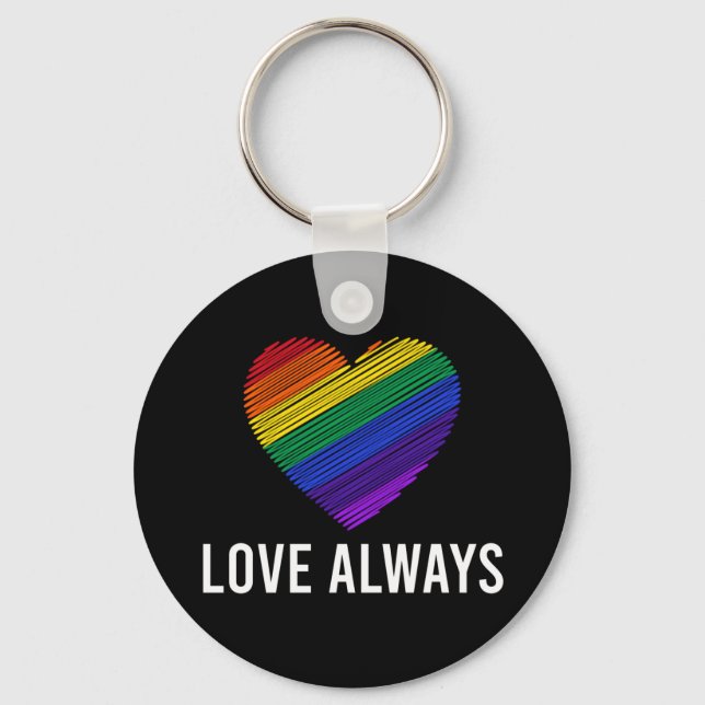 Love Always Rainbow Heart Inspirational Keychain (Front)