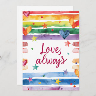 Love Always Rainbow Sticker, Watercolor Heart Invitation
