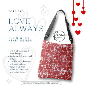 Love Always Red & White Heart Design Tote Bag