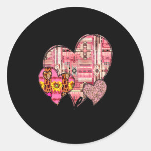 Love Always Retro Vintage Western Hearts Valentine Classic Round Sticker