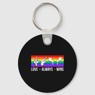 Love Always Wins ASL  Deaf Awareness Gay Pride LGB Keychain