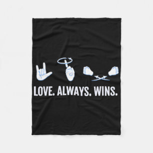 Love Always Wins Asl Deaf Awareness Sign Language Fleece Blanket