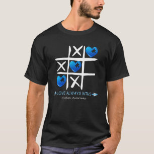 Love Always Wins Autism Awareness Heart Puzzle T-Shirt