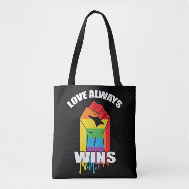 Love Always Wins Gay LGBT Tote Bag (Front)