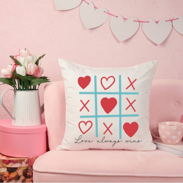 Love Always Wins Tic Tac Toe Throw Pillow (Creator Uploaded)