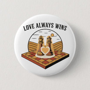 Love Always Wins: Vintage Chess King and Queen  2 Inch Round Button