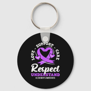 Love alzheimer's awareness care support squad keychain