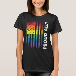 Love America Flag Rainbow Proud Ally Lgbtq Lgbt Pr T-Shirt
