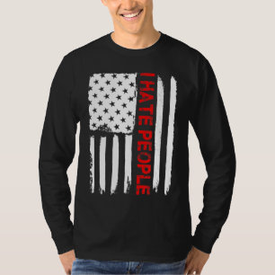 Love America I Hate People Funny USA Flag Gift T-Shirt