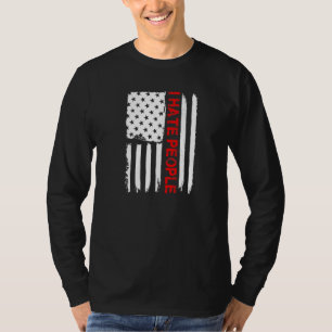 Love America I Hate People  Usa Flag Tee
