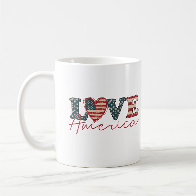 LOVE America Independence Day Coffee Mug (Left)