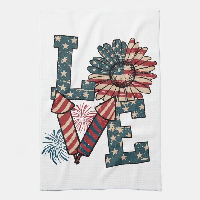 LOVE America Independence Day Kitchen Towel (Vertical)