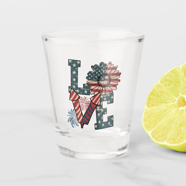 LOVE America Independence Day Shot Glass (Front)