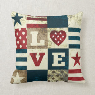 Love America Patriotic Throw Pillow