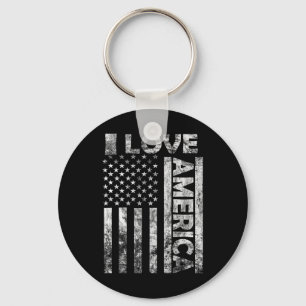 Love America Shirt Usa Flag 4th July Independence Keychain