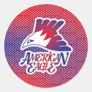LOVE AMERICAN EAGLE BY MASANSER CLASSIC ROUND STICKER