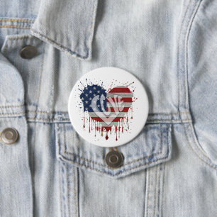 Love American Flag 3 Inch Round Button