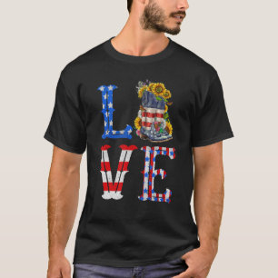 LOVE American Flag Cowgirl Boots Sunflowers  4th O T-Shirt
