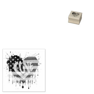 Love American Flag Rubber Stamp