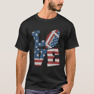 Love American Football Flag 4th Of July Patriotic  T-Shirt