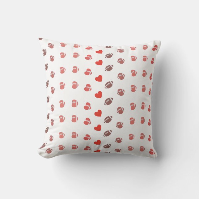 Love American Football - Gridiron Fans Heart Throw Pillow (Front)