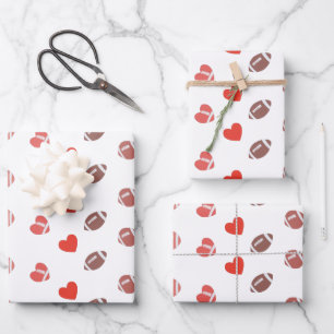 Love American Football - Gridiron Fans Heart Wrapping Paper Sheet