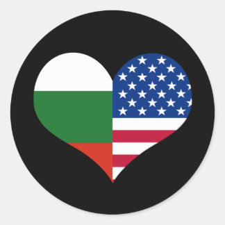 Love American/USA and Bulgarian Flag Classic Round Sticker