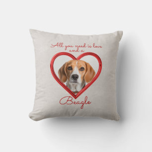 Love and a Beagle Throw Pillow