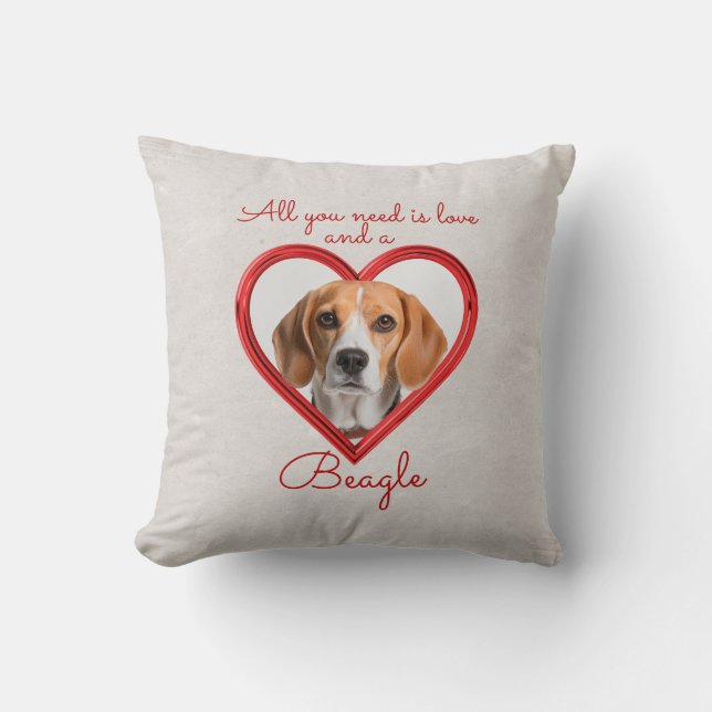 Love and a Beagle Throw Pillow (Front)